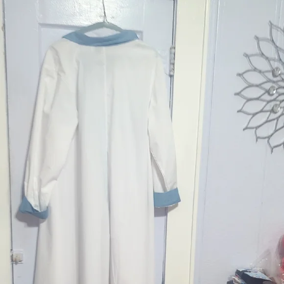 White and Blue Button-Up Shirt Dress - Picture 3 of 3